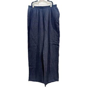 Commense Women's Solid Pull On Straight Leg Pants Black Size Large L 100% Cotton